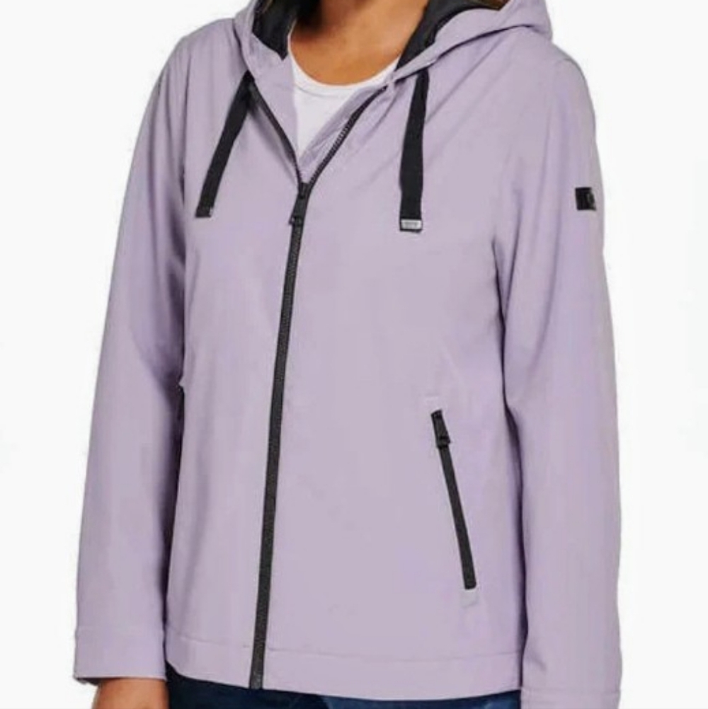 DKNY Hooded Softshell Jacket Women's XXL — Pale‎ Lilac Lavender — Spring Jacket